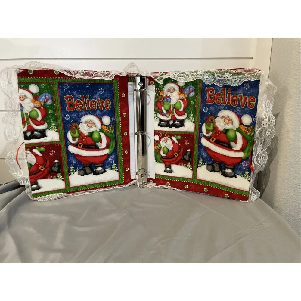 Handmade Scrapbook‎ Quilt Vintage Christmas Photo Album, Santa